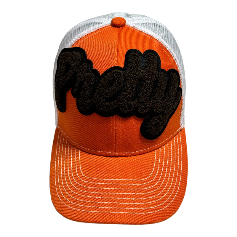 Pretty Trucker Hat With Mesh Back (Brown/Orange/White)