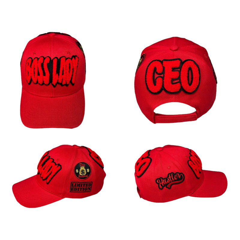 Remixed Boss Lady Baseball Cap (Red/Black)