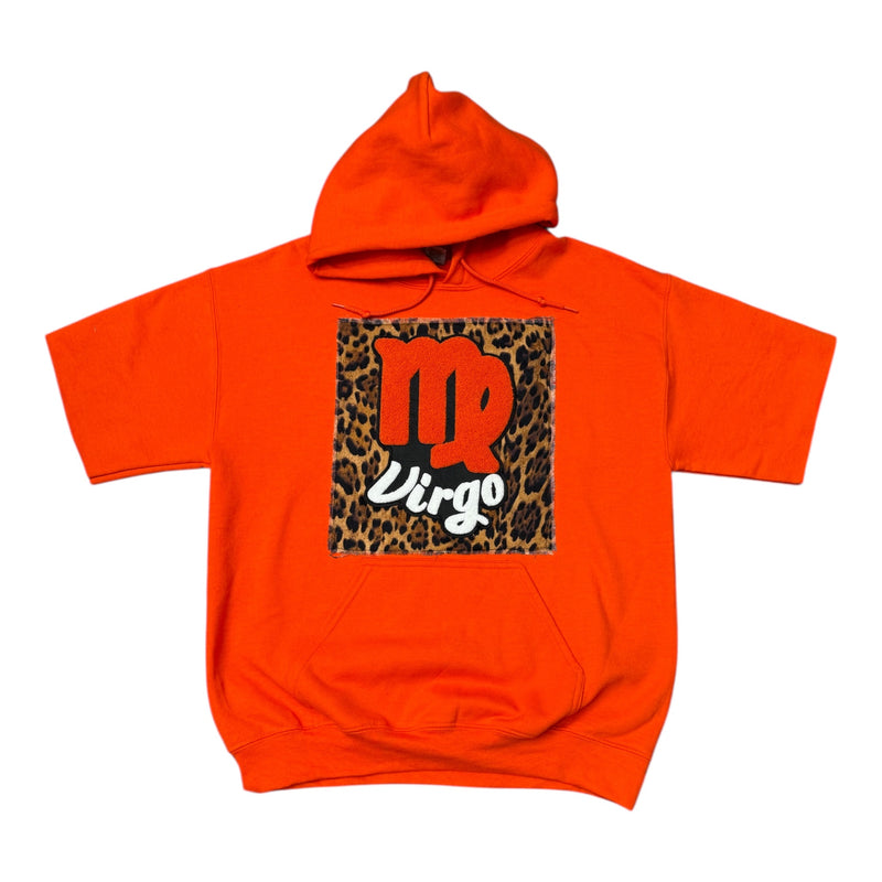 Virgo Hoodie Animal Print Orange Short Sleeve