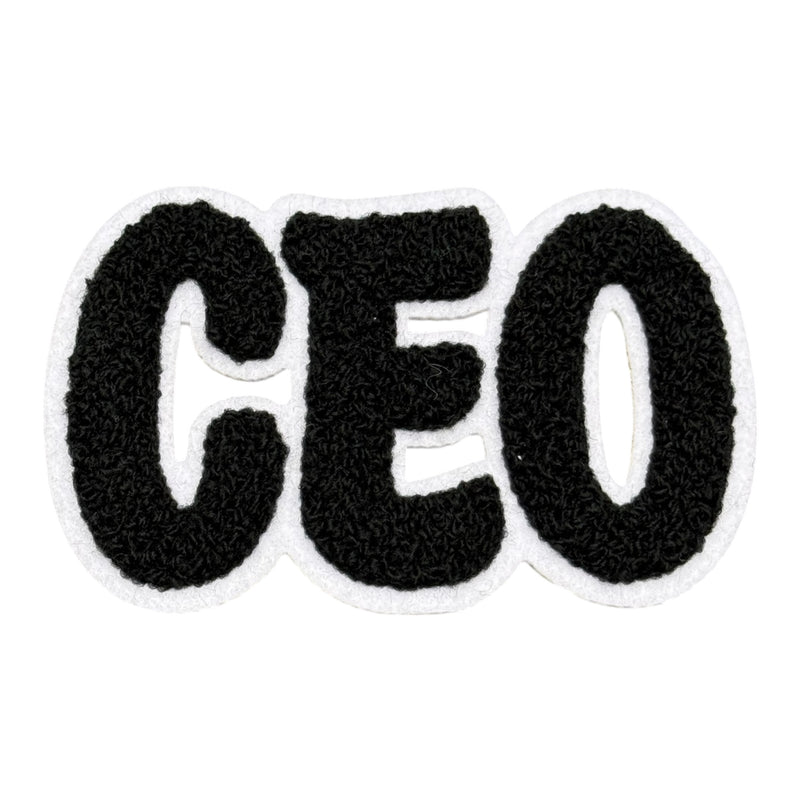 Chenille CEO Patch for Clothes and Accessories, 4 1/4 x 2 5/8 Inch