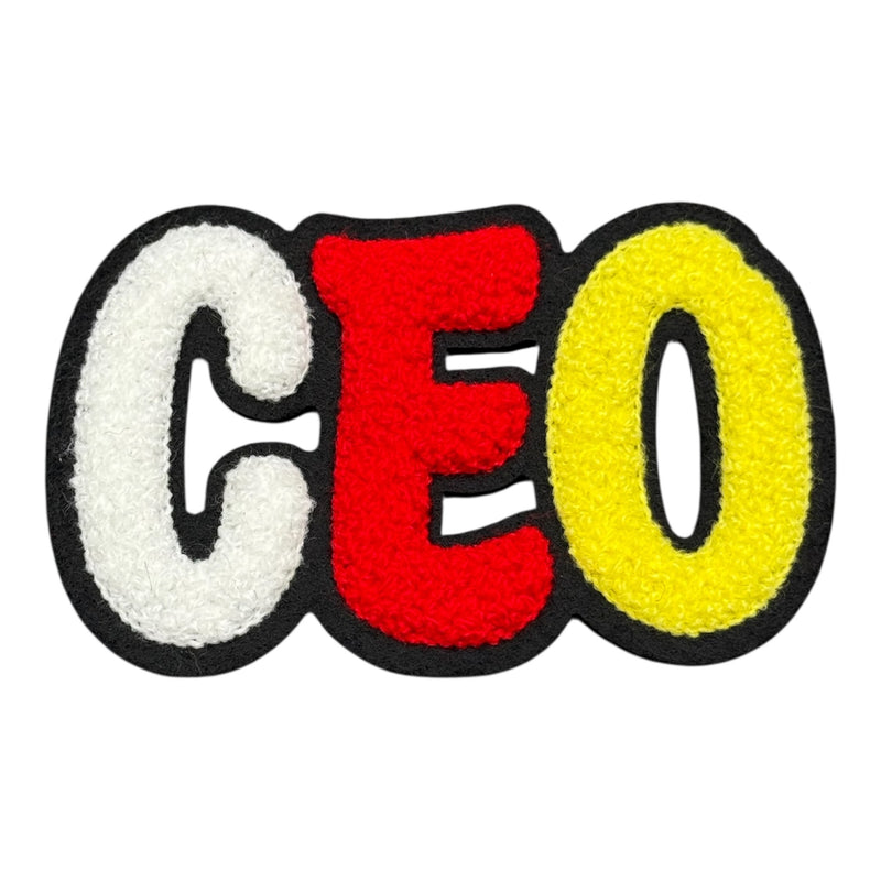 Chenille CEO Patch for Clothes and Accessories, 4 1/4 x 2 5/8 Inch
