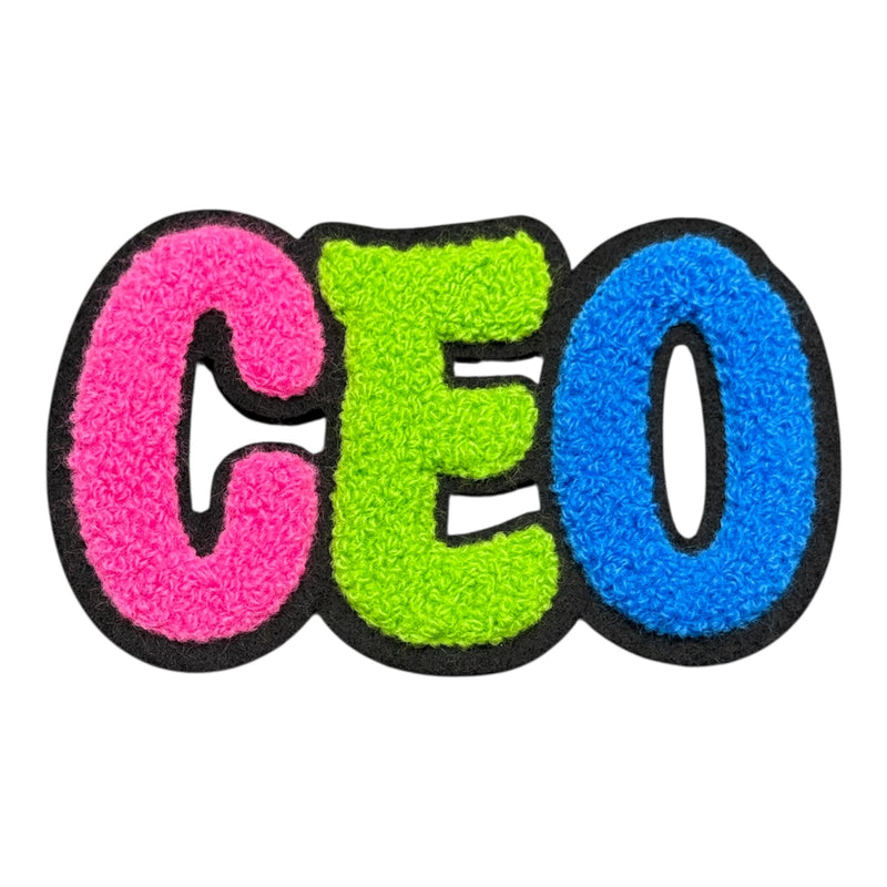 Chenille CEO Patch for Clothes and Accessories, 4 1/4 x 2 5/8 Inch