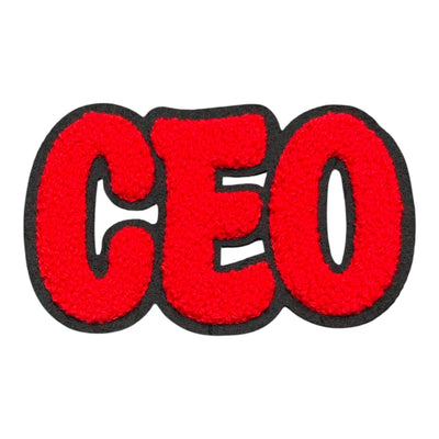 Chenille CEO Patch for Clothes and Accessories, 4 1/4 x 2 5/8 Inch