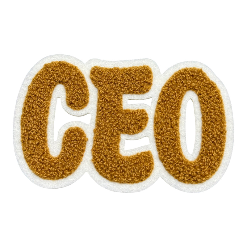 Chenille CEO Patch for Clothes and Accessories, 4 1/4 x 2 5/8 Inch