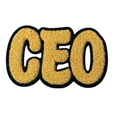 Chenille CEO Patch for Clothes and Accessories, 4 1/4 x 2 5/8 Inch