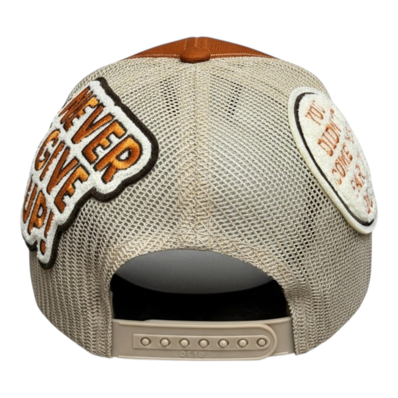 Remixed Keep Going! Trucker Hat Burnt Orange Cream Brown (Limited Edition)