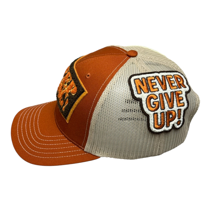 Remixed Keep Going! Trucker Hat Burnt Orange Cream Brown (Limited Edition)