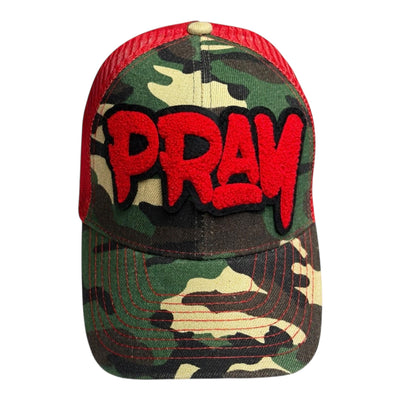 Red Pray Trucker Hat in Camouflage 