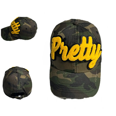 Pretty Hat, Camouflage Print Distressed Dad Hat - Reanna’s Closet 2
