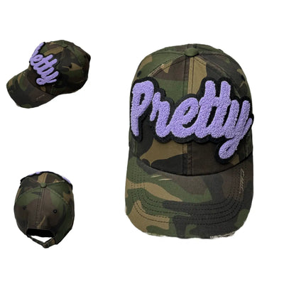 Pretty Hat, Camouflage Print Distressed Dad Hat (Lilac) - Reanna’s Closet 2