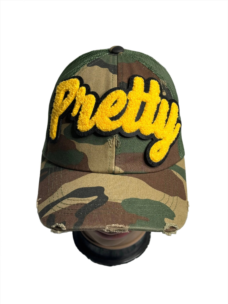 Pretty Hat, Camouflage Print Distressed Trucker Hat with Mesh Back - Reanna’s Closet 2