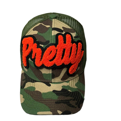 Pretty Hat, Camouflage Print Trucker Hat with Mesh Back (Orange) - Reanna’s Closet 2