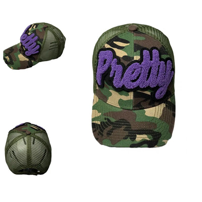 Pretty Hat, Camouflage Print Trucker Hat with Mesh Back (Purple) - Reanna’s Closet 2