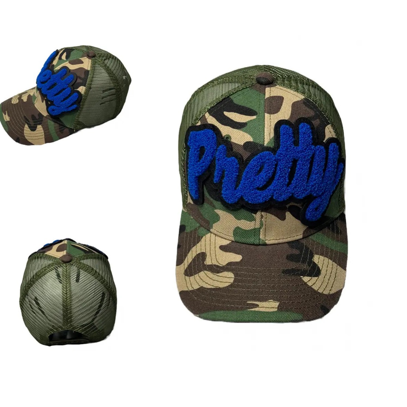 Pretty Hat, Camouflage Print Trucker Hat with Mesh Back (Royal Blue) - Reanna’s Closet 2