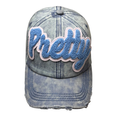 Pretty Distressed Baseball Cap (Blue/White/Denim)