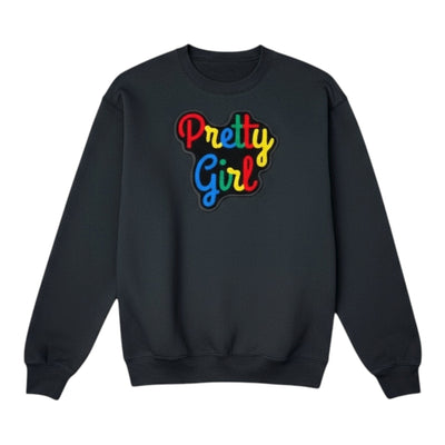 Black Sweatshirt with Colorful pretty Girl Logo on white background