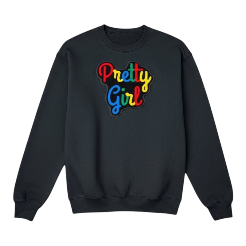 Black Sweatshirt with Colorful pretty Girl Logo on white background