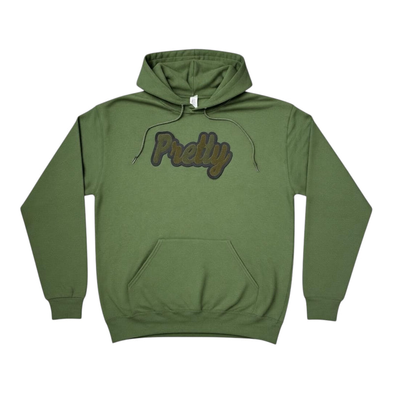 Green hoodie with &