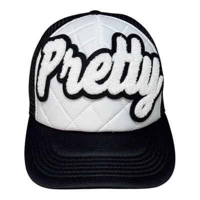 Pretty Quilted/Foam Trucker Hat (White/Black)