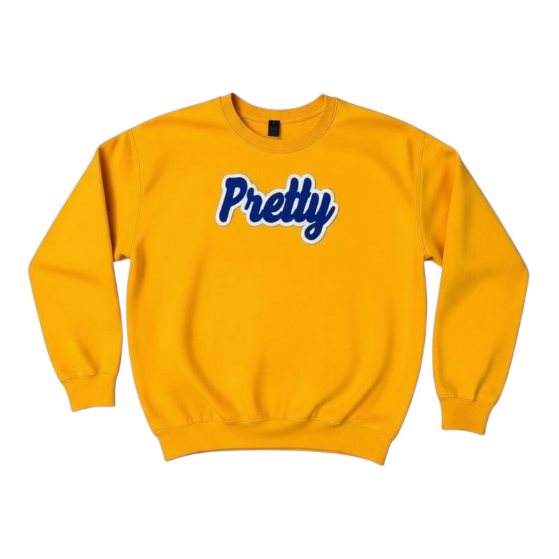 Yellow sweatshirt with &