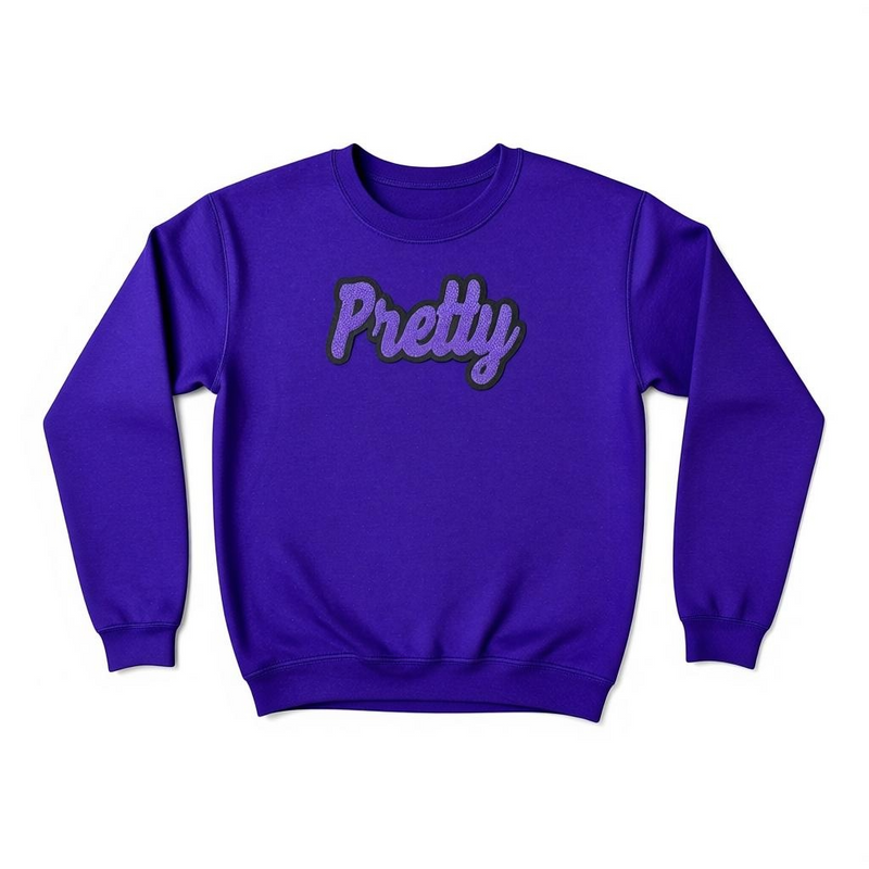 Purple sweatshirt with the word &