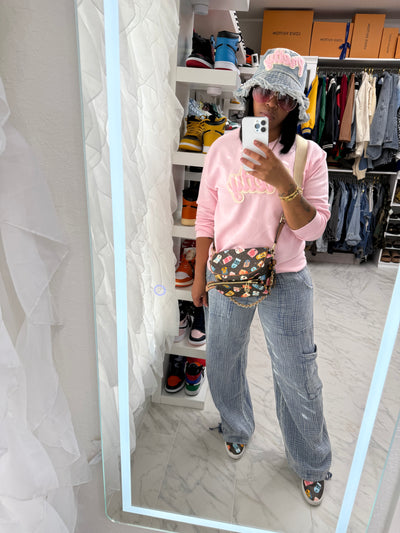 Pretty Sweatshirt in Light Pink and Cream for Women