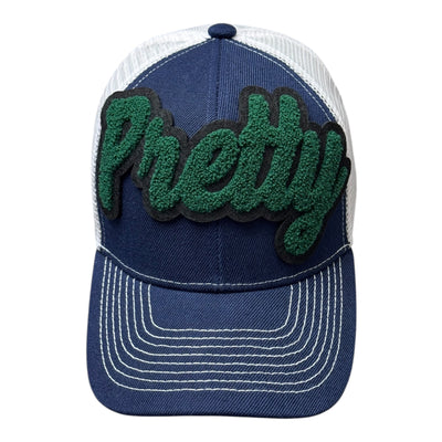 Pretty Trucker Hat (Navy Blue/White/Green)