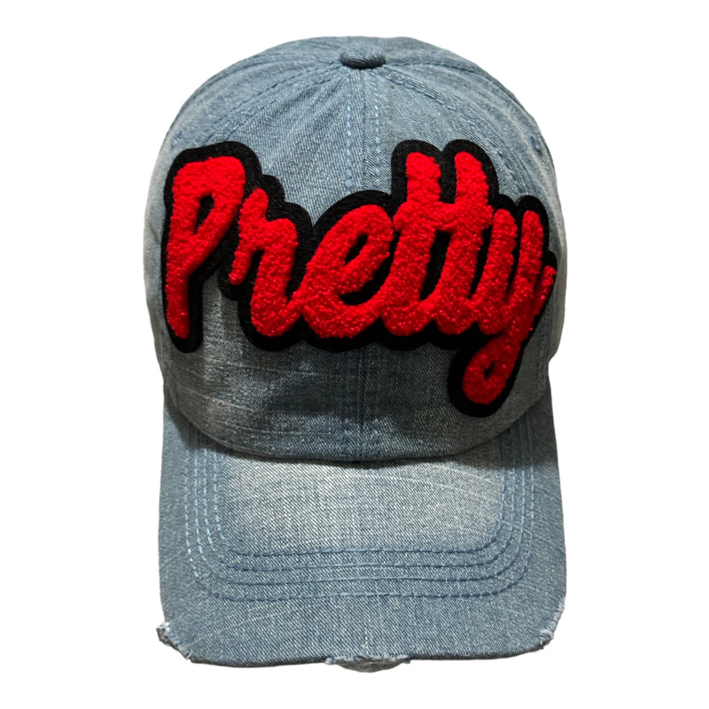 Pretty Trucker Hat (Red/Light Denim)