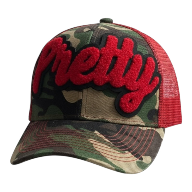 Camouflage cap with red &