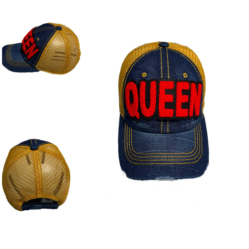 Queen Hat, Distressed Trucker Hat with Mesh Back - Reanna’s Closet 2