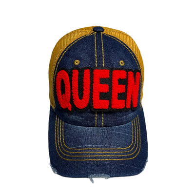 Queen Hat, Distressed Trucker Hat with Mesh Back Reanna’s Closet 2