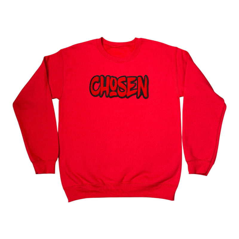 Red sweatshirt with &