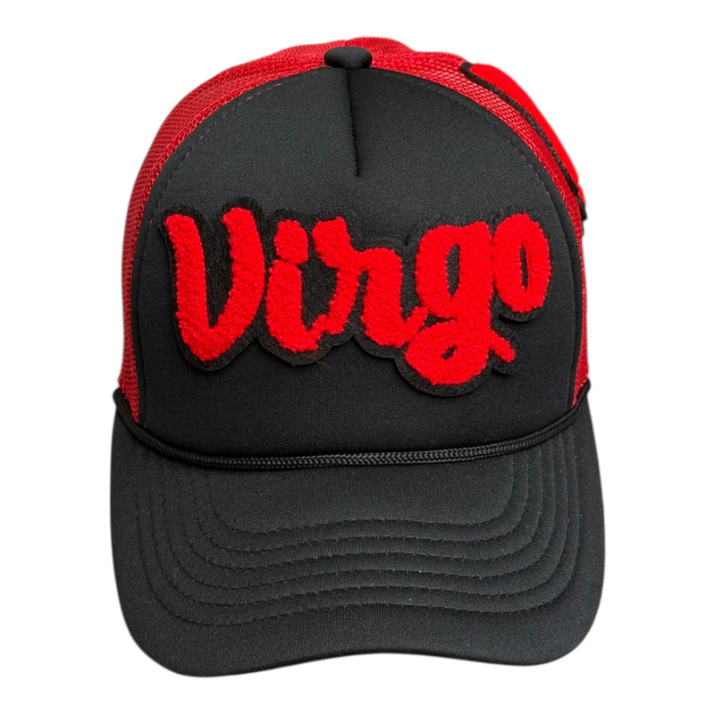 Remixed Virgo Foam Trucker Hat Red Black Stylish Adjustable Cap