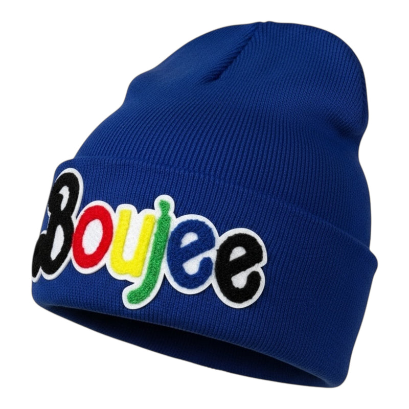 Blue beanie with colorful &