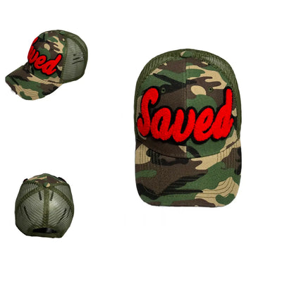 Saved Hat, Camouflage Print Trucker Hat with Mesh Back - Reanna’s Closet 2