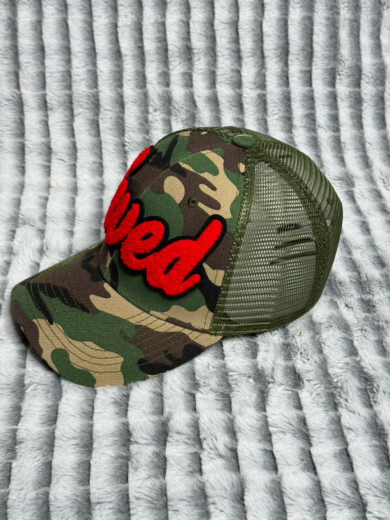 Saved Hat, Camouflage Print Trucker Hat with Mesh Back - Reanna’s Closet 2