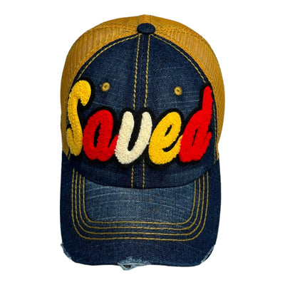 Saved Hat, Distressed Trucker Hat with Mesh Back Reanna’s Closet 2