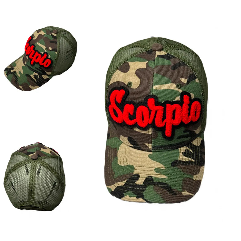 Scorpio Hat, Camouflage Print Trucker Hat with Mesh Back - Reanna’s Closet 2