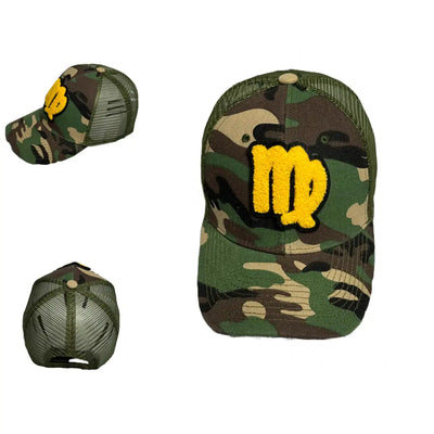 Virgo Sign Hat, Camouflage Print Trucker Hat with Mesh Back - Reanna’s Closet 2