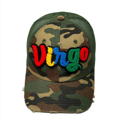 Virgo Zodiac Hat, Camouflage Print Distressed Trucker Hat with Mesh Back - Reanna’s Closet 2