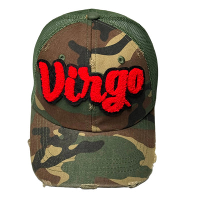 Virgo Zodiac Hat, Camouflage Print Distressed Trucker Hat with Mesh Back - Reanna’s Closet 2