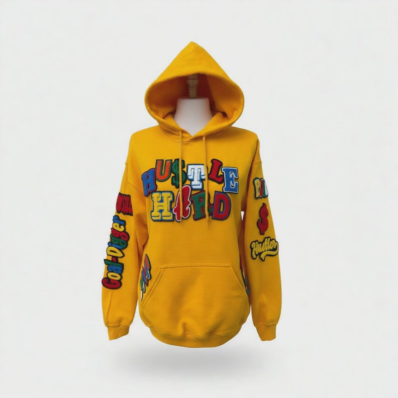Remixed Hustle Hard Hoodie Unisex Gold Multi (Limited Edition)