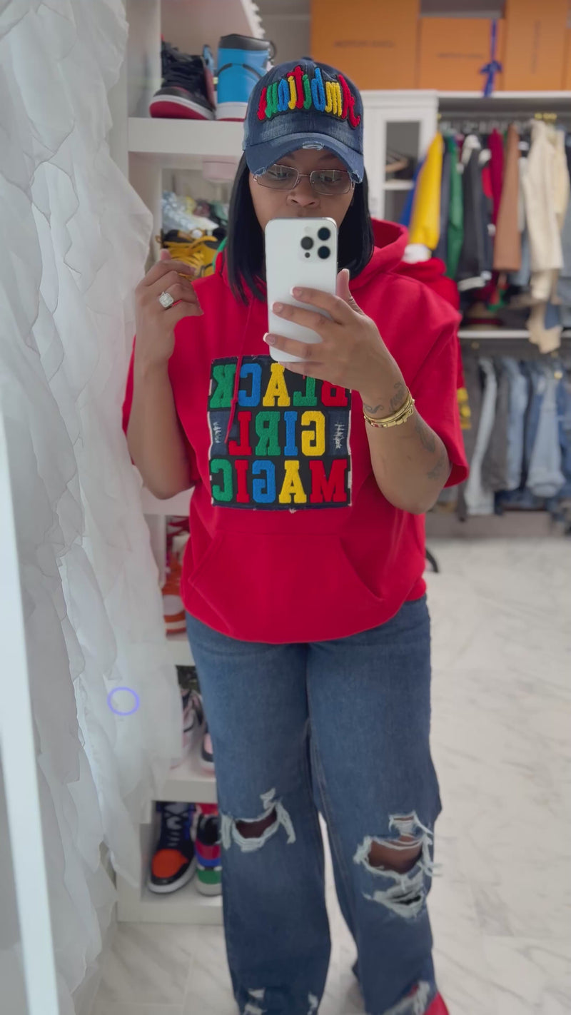 Remixed Black Girl Magic Short Sleeve Hoodie